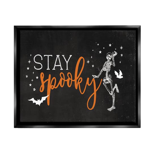 Stupell Industries Stay Spooky Skeleton Framed Floater Canvas Wall Art